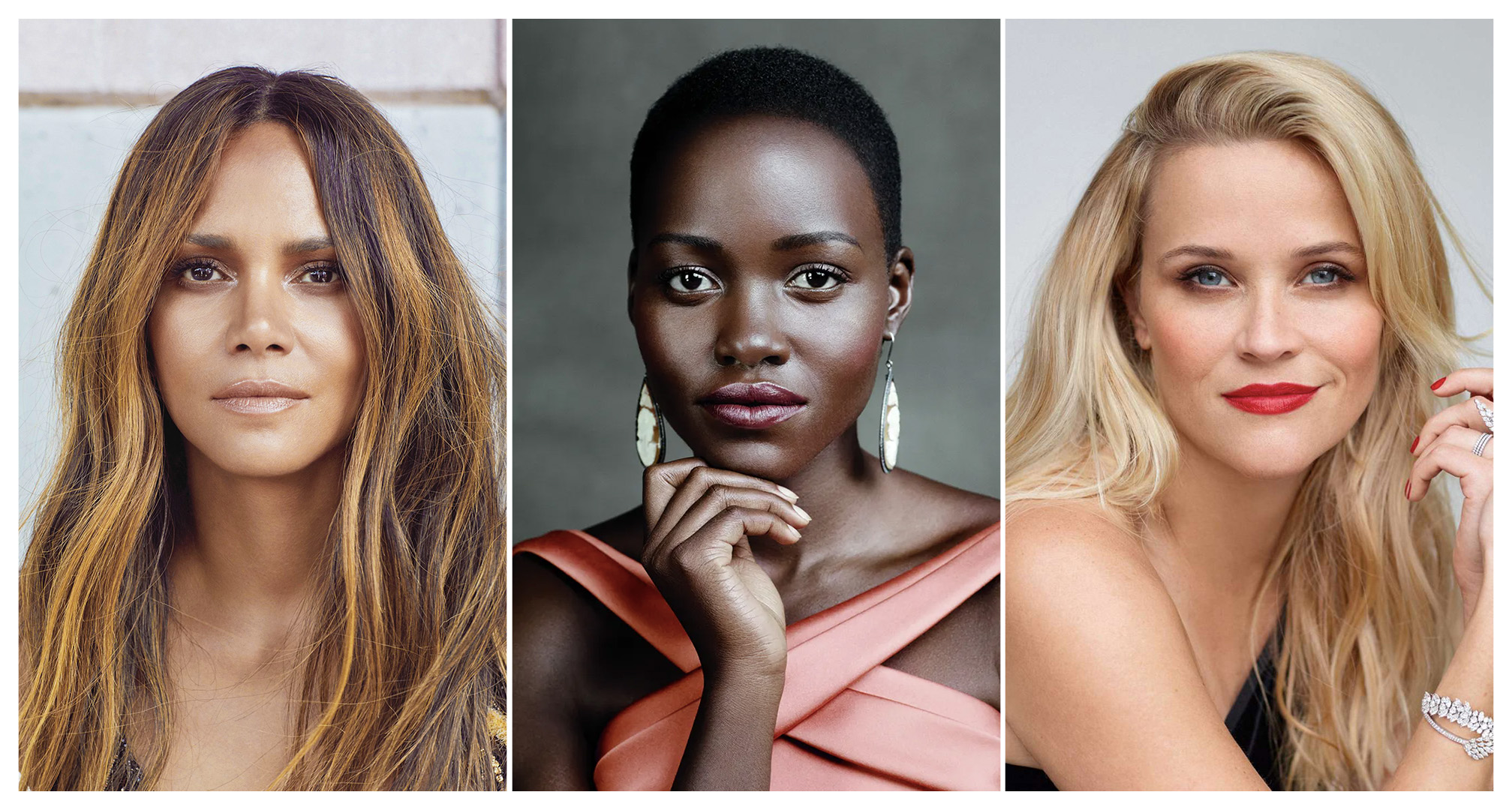 koláž halle berry, lupita nyong'o a reese witherspoon